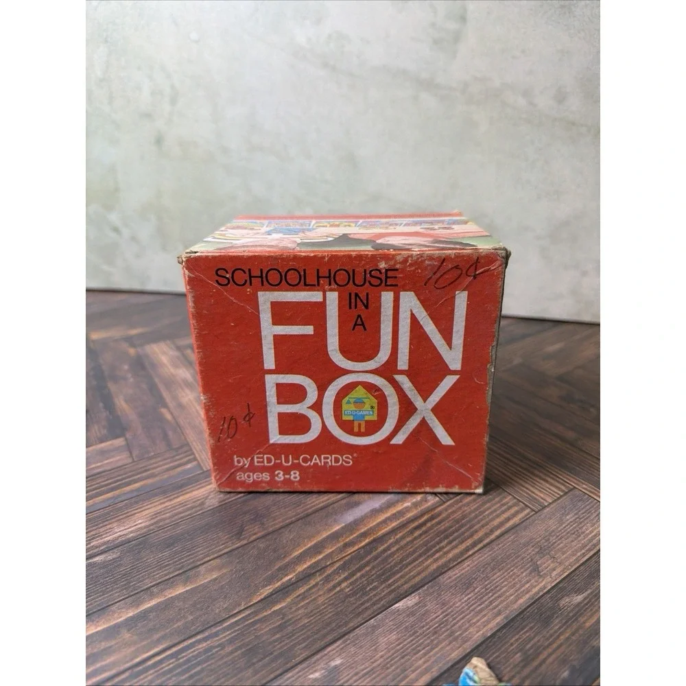 Vintage 1969 Ed-U-Cards Fun Box Plus and Minus Schoolbus Game